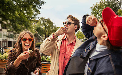 Trying out local delicacies with friends, Amsterdam, Netherlands. CC: Eating Europe