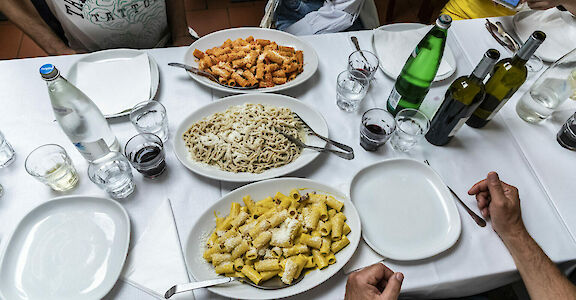 Iconic pasta dishes, Rome, Italy.