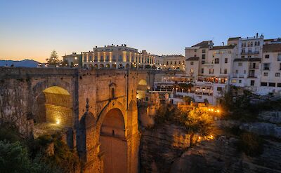 Puente Nuevo in Ronda at dusk. unsplash:mateokrossler
