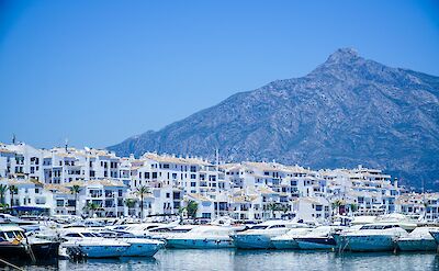 Puerto Ban&uacute;s marina with the Sierra Blanca beyond.