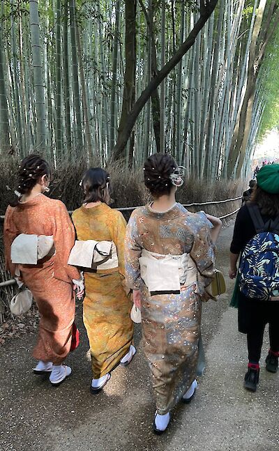 Geisha girls at the Bamboo Forest in Kyoto, Japan. ©TripSite's Gea