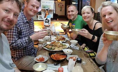 Trying traditional food, Seoul, South Korea.