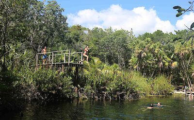 Launching into a cenote, Tulum, Mexico. CC:Mexico Kan Tours