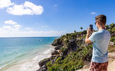 Taking a photo of the beach, Tulum, Mexico. CC:Mexico Kan Tours