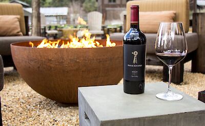 Wine and firepit, Sonoma, California, USA.