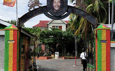 Bob Marley Museum, entrance gate, Kingston, Jamaica.
