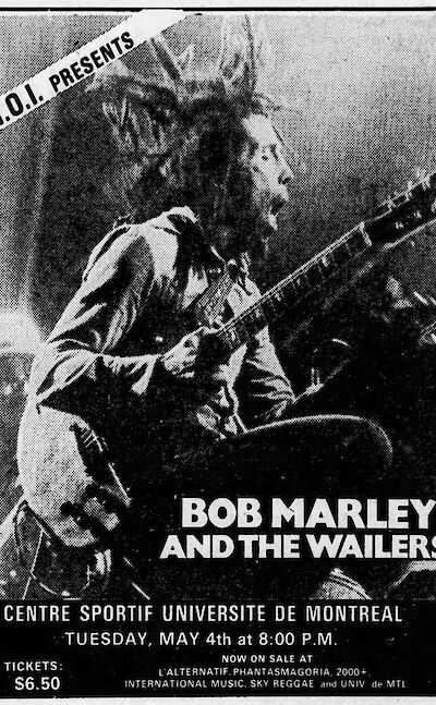 Vintage Bob Marley and the Wailers MOI gig poster. Montreal Concert Poster Archive@Flickr