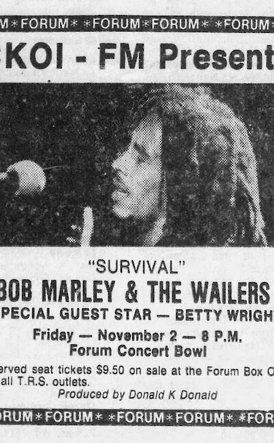 Vintage Bob Marley CKOI gig poster. Montreal Concert Poster Archive@Flickr