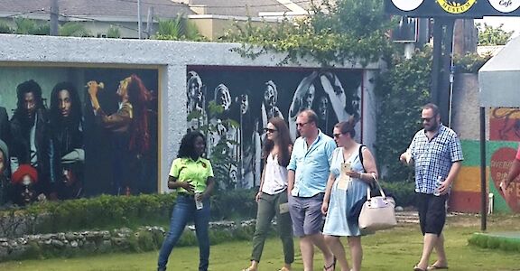 Tour outside the Bob Marley museum, Kingston, Jamaica.