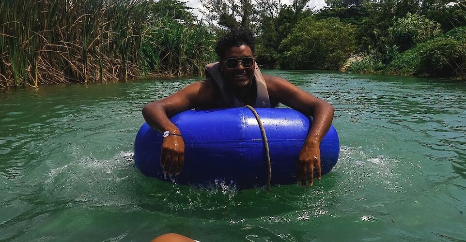 Tubing downriver, Rio Bueno, Jamaica.