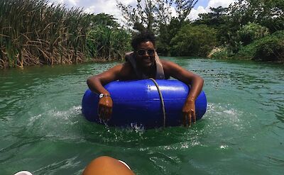 Tubing downriver, Rio Bueno, Jamaica.