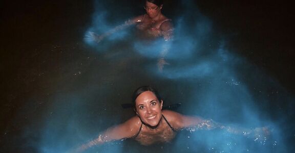 Swimming in the luminous lagoon, Falmouth, Jamaica.