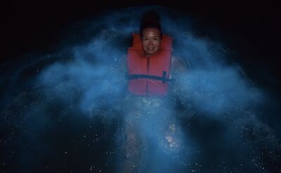 Floating in the luminous lagoon, Falmouth, Jamaica.