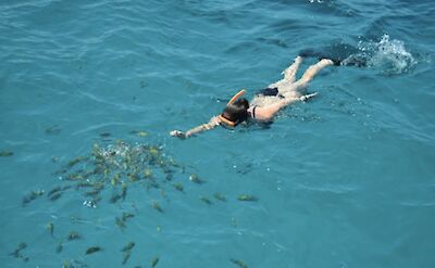 Snorkeling around the catamaran, Jamaica.