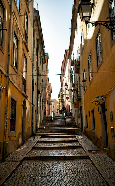 Quiet street in Lisbon, Portugal. Flickr:Luca Sartoni