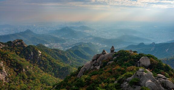 The view from Bukhansan National Park, Seoul, South Korea. Unsplash: Elliot Gouy