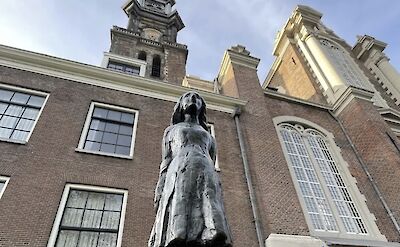 Anne Frank statue, Amsterdam, Holland. CC:Mikes Bike Tours Amsterdam