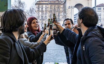 Toasting the tour, Milan, Italy. CC:Eating Europe