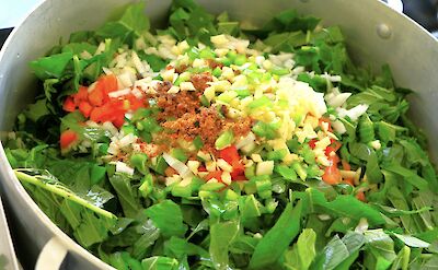 Colorful vegetable dish, Jamaica. CC:El Sol Vida