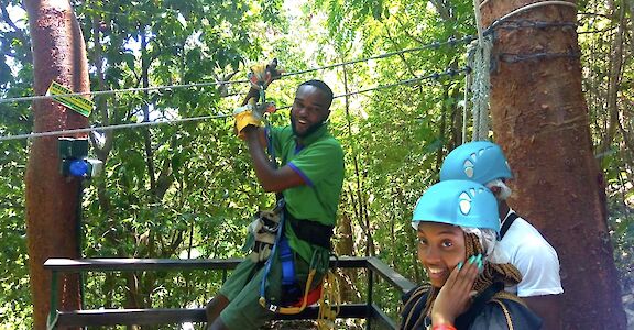 Tour group ready to ride the ziplines, Jamaica. CC:El Sol Vida