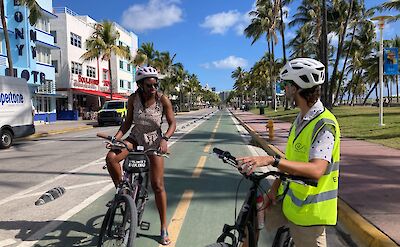 Traveling along the bike lanes of Ocean Drive, Miami, Florida, USA. CC:Unlimited Biking