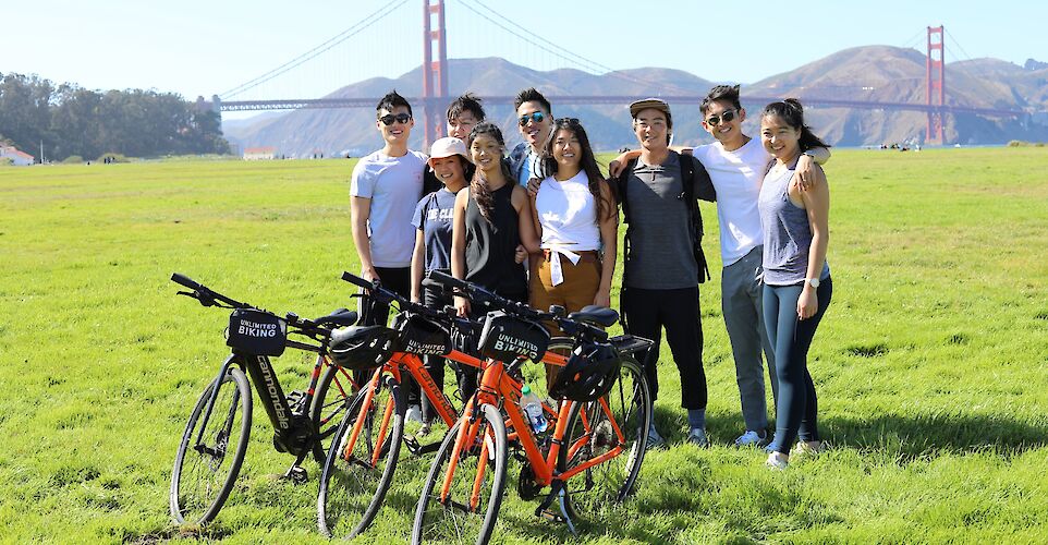 Posing with the bikes, Golden Gate Bridge, San Francisco, California, USA. CC:Unlimited Biking