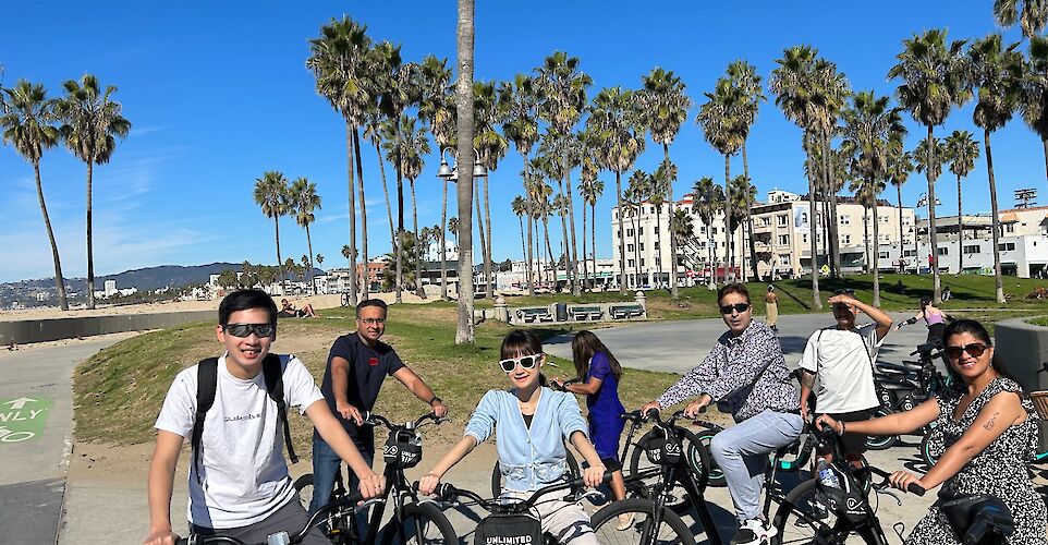 Posing for a group photo, Santa Monica, California, USA. CC:Unlimited Biking
