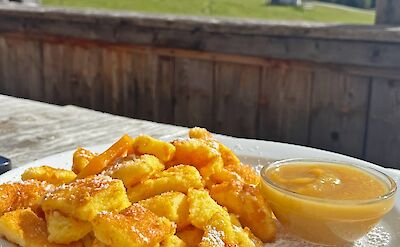 Enjoying Kaiserschmarrn with a view. -to