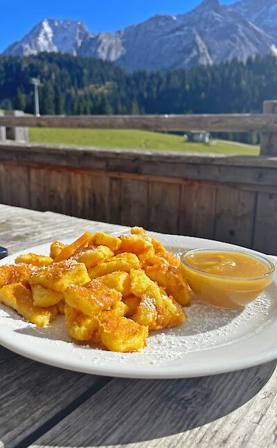 Enjoying Kaiserschmarrn with a view. -to