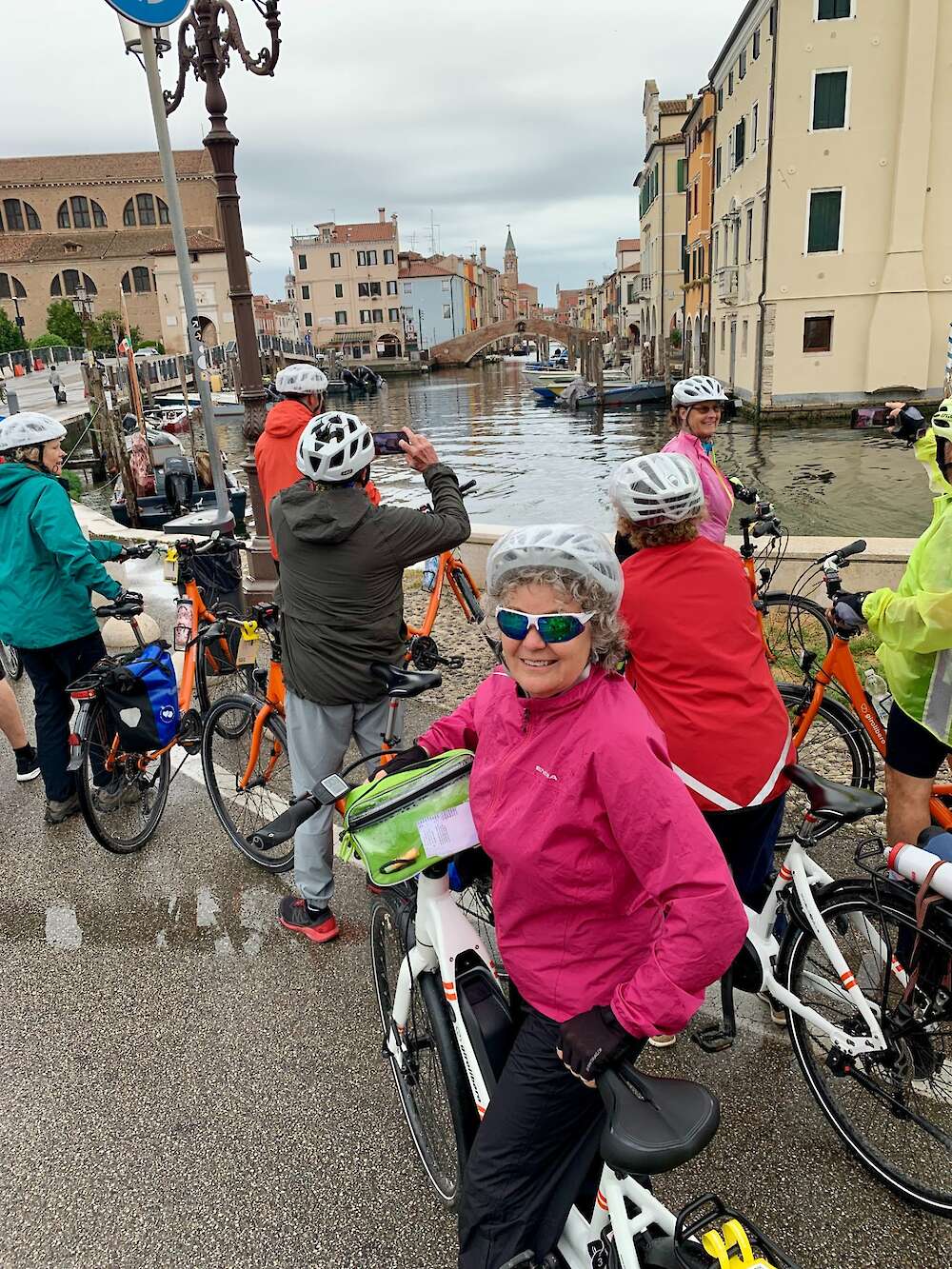 Posing for a photo on our Bike Tour in Venice