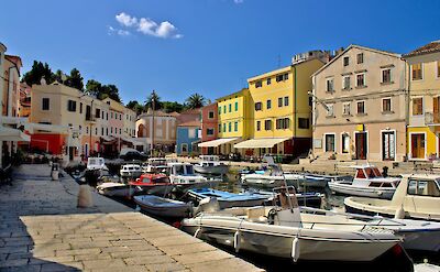 The colorful waterfront and harbor in Veli Losinj. toST