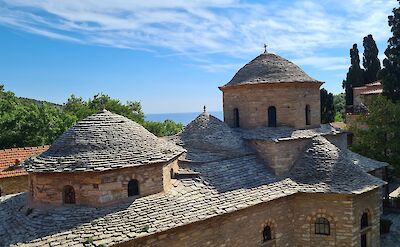 The historic Greek Monastery of Evangelistria, located on the island of Skiathos. toIH 