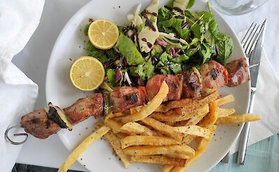 Souvlaki is a popular Greek dish. unsplash:joshua kettle