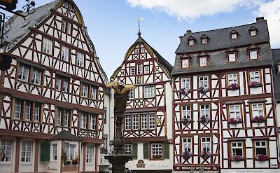 Traditional half-timbered German architecture in Bernkastel Kues. toBBT