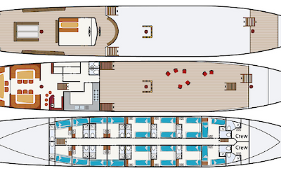 Deck and floor plan | Antigua | Bike & Boat Tour