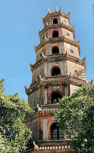 Thien Mu Pagoda, Hue’s iconic seven-story pagoda overlooking the Perfume River. VoThYLanGiao@pexels