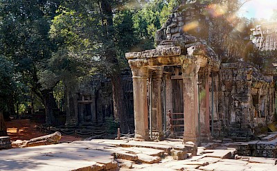 Ancient gate at Angkor Wat, Cambodia bike tour. Unsplash@Gabriel Tovar