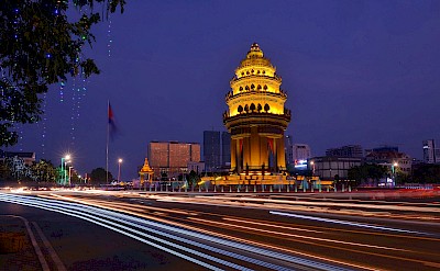 Phnom Penh highway at night, Cambodia bike tour. Unsplash@Allphoto Bangkok