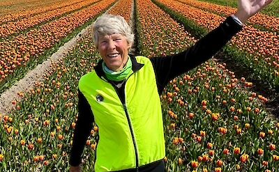 Hennie enjoying the beautiful tulip fields.