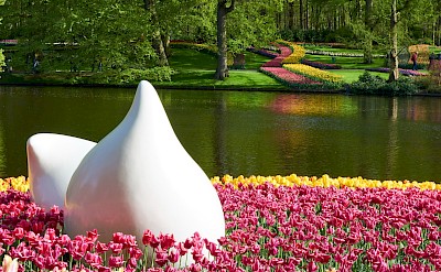 Keukenhof’s winding flower beds and peaceful canals. Flickr@Naval S