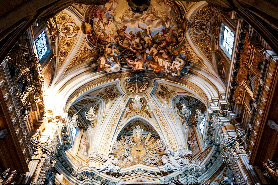 The ornate interior of a centuries-old church. Unsplash@Agatha Depine