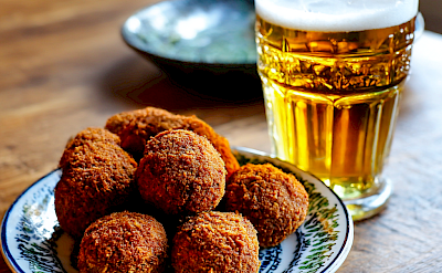 Bitterballen and beer, Netherlands.