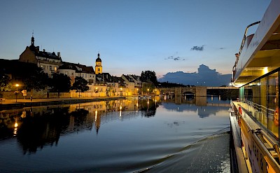 Kitzingen on the Main, an evening view with the landmark Falterturm tower. toSET