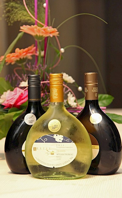 An assortment of Franconian wine. cc- FränkischerWeinbauverband, WC