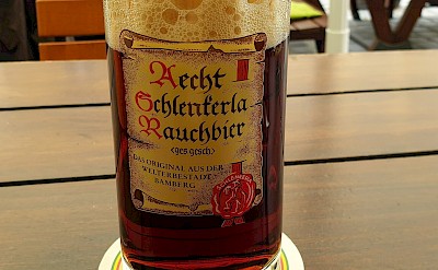 Bamberg’s iconic dark beer with a smoky flavor, brewed with malt dried over an open flame. cc-Anagoria, WC