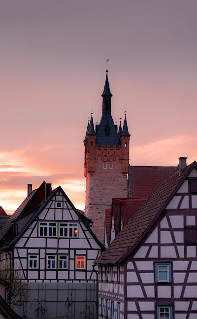 Old Town Tower at sunset, Bad Wimpfen. Pexels@esmerald