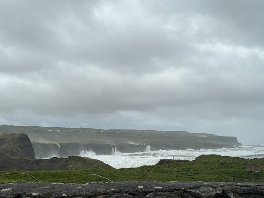 Waves crashing against the cliffs. CC:Author