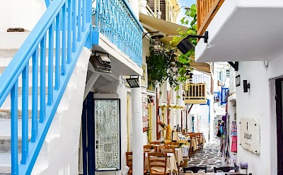 Narrow alleyway in Mykonos Town. pexels@AXP Photography