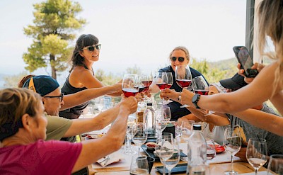 Enjoying local Greek wines with a sea view in the Cyclades. toIH