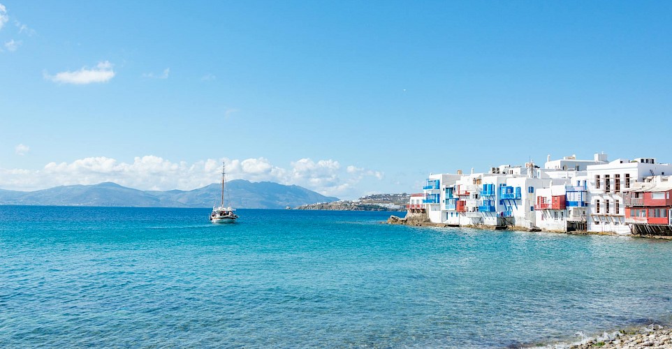 Classic view of Little Venice in Mykonos. pexels@Diego F Parra
